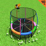 Kahuna Trampoline 10 ft with Basketball Set - Rainbow
