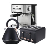 Pronti Toaster, Kettle & Coffee Machine Breakfast Set - Black - Extra Image