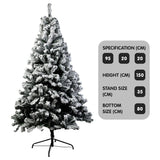 Christabelle Snow-Tipped Snowflocked Artificial Christmas Tree 1.5m - 550 Tips - Top-Down View