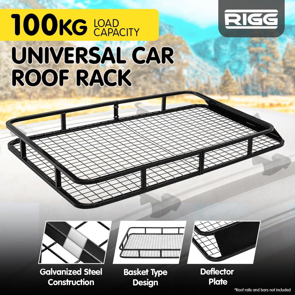 RIGG Universal Car Roof Rack Basket Cargo Carrier