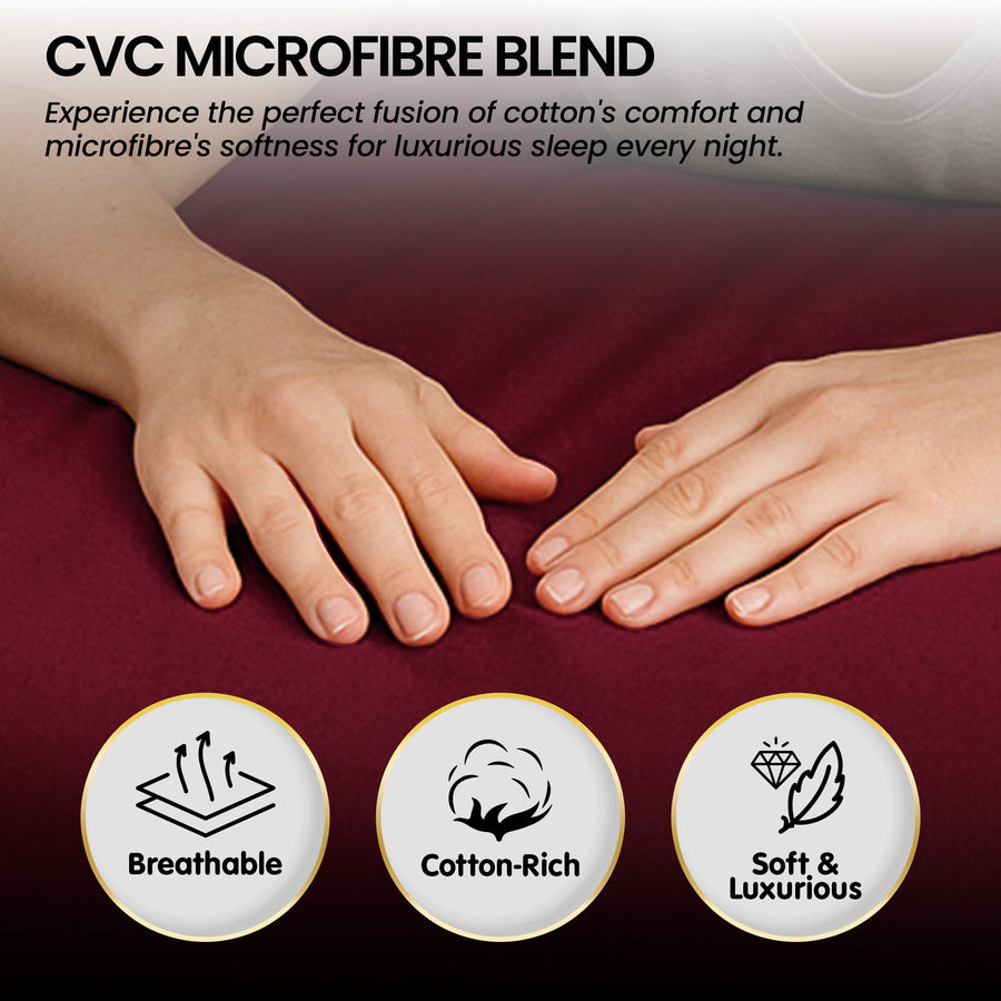 4pc 1000 Thread Count Cotton Rich King Bed Sheet Gift Pack CVC Microfibre Blend in Burgundy