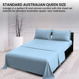 4pc 1000 Thread Count Cotton Rich King Bed Sheet Gift Pack CVC Microfibre Blend in Blue - 45-Degree Angle