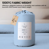 4pc 1000 Thread Count Cotton Rich King Bed Sheet Gift Pack CVC Microfibre Blend in Blue