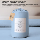 4pc 1000 Thread Count Cotton Rich King Bed Sheet Gift Pack CVC Microfibre Blend in Blue - Close-Up Angle