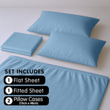 4pc 1000 Thread Count Cotton Rich King Bed Sheet Gift Pack CVC Microfibre Blend in Blue - Low Angle