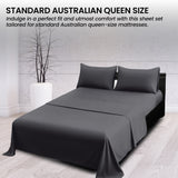 4pc 1000 Thread Count Cotton Rich King Bed Sheet Gift Pack CVC Microfibre Blend in Charcoal - 45-Degree Angle