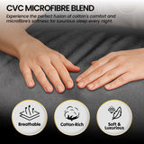 4pc 1000 Thread Count Cotton Rich King Bed Sheet Gift Pack CVC Microfibre Blend in Charcoal - Rear View