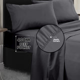 4pc 1000 Thread Count Cotton Rich King Bed Sheet Gift Pack CVC Microfibre Blend in Charcoal - Extra Image