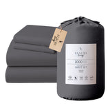 4pc 1000 Thread Count Cotton Rich King Bed Sheet Gift Pack CVC Microfibre Blend in Charcoal