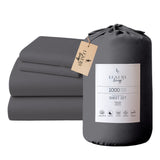 4pc 1000 Thread Count Cotton Rich King Bed Sheet Gift Pack CVC Microfibre Blend in Charcoal