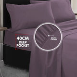 4pc 1000 Thread Count Cotton Rich King Bed Sheet Gift Pack CVC Microfibre Blend in Lilac