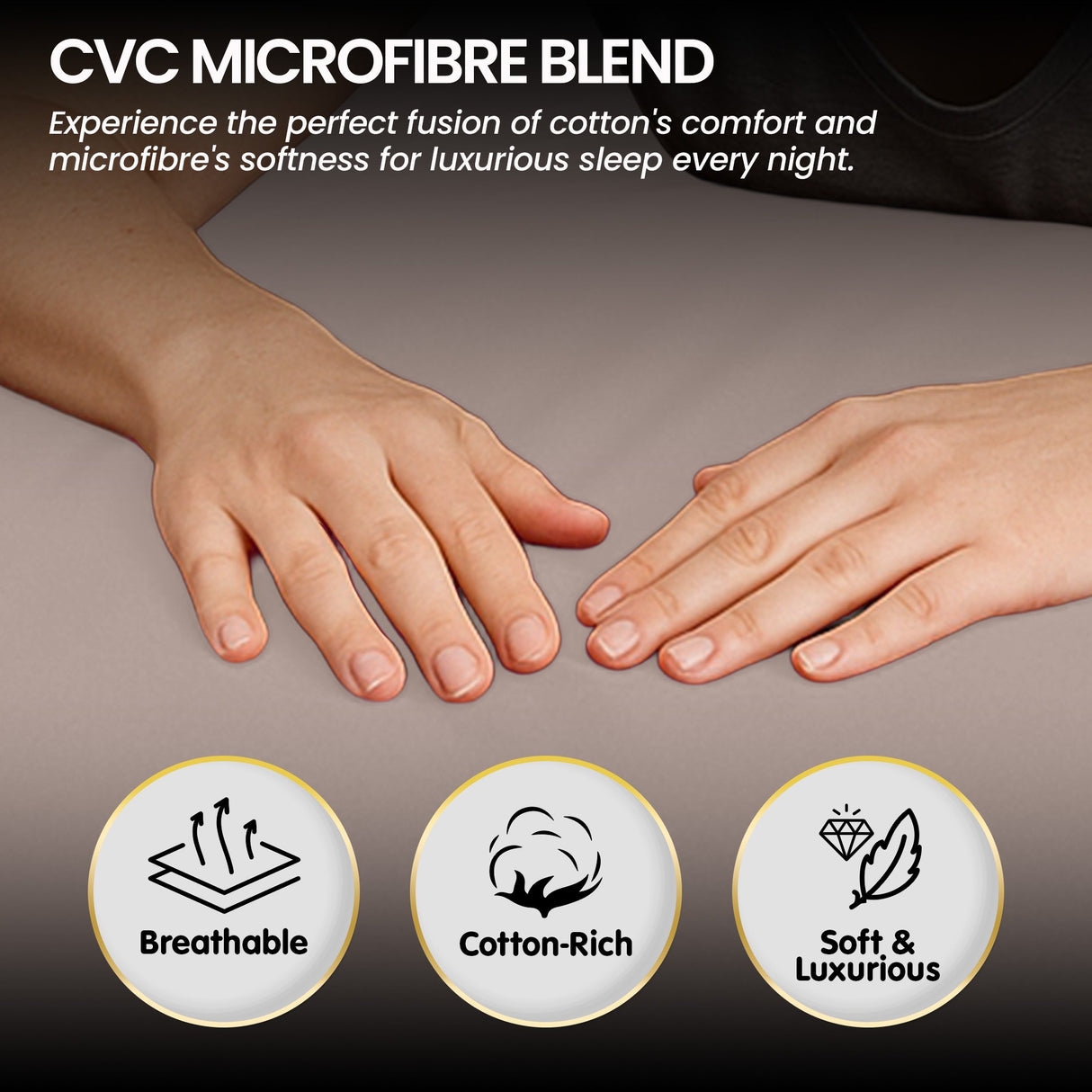 4pc 1000 Thread Count Cotton Rich King Bed Sheet Gift Pack CVC Microfibre Blend in Linen