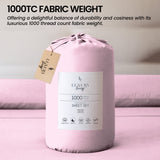 4pc 1000 Thread Count Cotton Rich King Bed Sheet Gift Pack CVC Microfibre Blend in Pink - Close-Up Angle