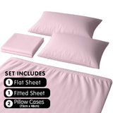 4pc 1000 Thread Count Cotton Rich King Bed Sheet Gift Pack CVC Microfibre Blend in Pink - Low Angle