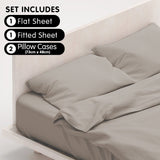 4pc 1000 Thread Count Cotton Rich King Bed Sheet Gift Pack CVC Microfibre Blend in Silver - Rear View