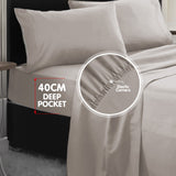 4pc 1000 Thread Count Cotton Rich King Bed Sheet Gift Pack CVC Microfibre Blend in Silver - Close-Up Angle