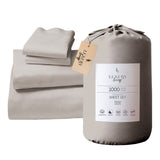 4pc 1000 Thread Count Cotton Rich King Bed Sheet Gift Pack CVC Microfibre Blend in Silver