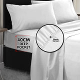4pc 1000 Thread Count Cotton Rich King Bed Sheet Gift Pack CVC Microfibre Blend in White - Close-Up Angle