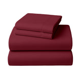 4pc 1000 Thread Count Cotton Rich Queen Bed Sheet Gift Pack CVC Microfibre Blend in Burgundy - Side View