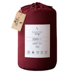 4pc 1000 Thread Count Cotton Rich Queen Bed Sheet Gift Pack CVC Microfibre Blend in Burgundy