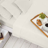 Cotton microfibre 1000TC 4pc Queen sheet set - Ivory - Front View