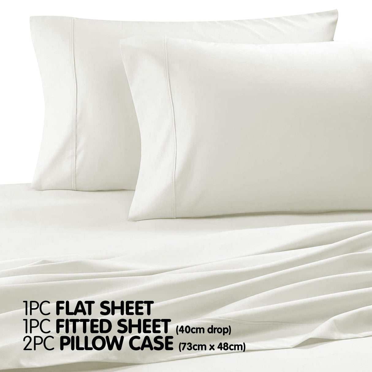 Cotton microfibre 1000TC 4pc Queen sheet set - Ivory