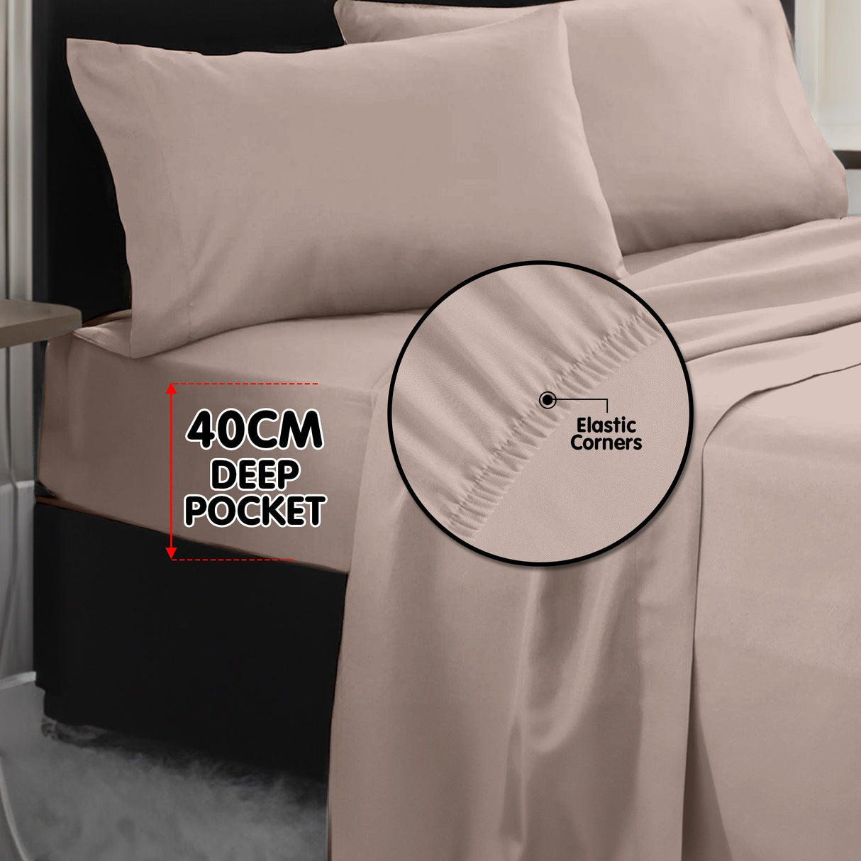 4pc 1000 Thread Count Cotton Rich Queen Bed Sheet Gift Pack CVC Microfibre Blend in Linen