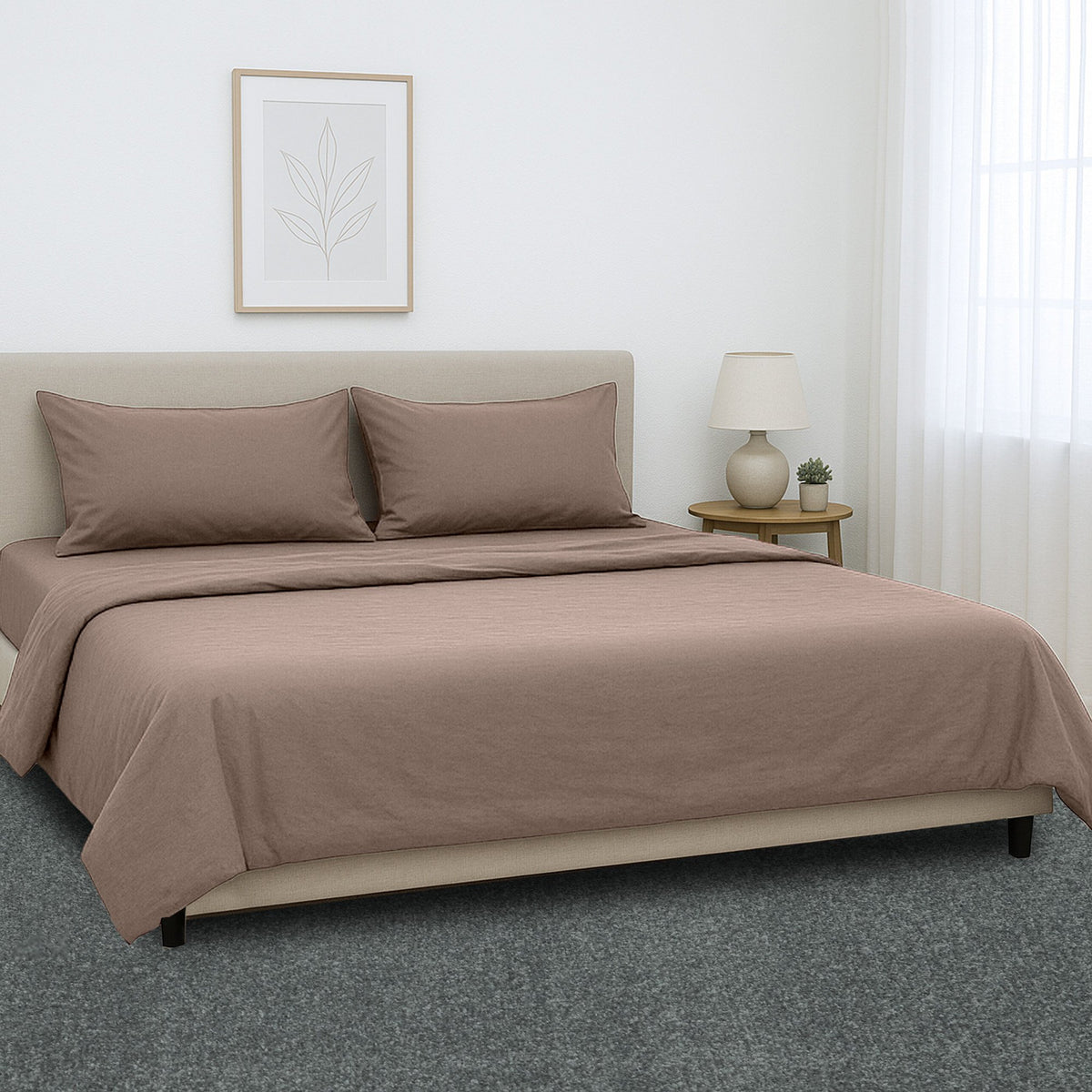 4pc 1000 Thread Count Cotton Rich Queen Bed Sheet Gift Pack CVC Microfibre Blend in Linen