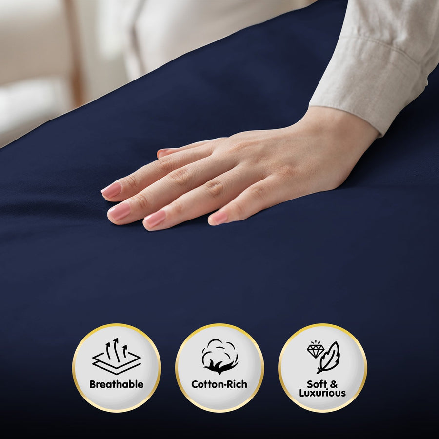 4pc 1000 Thread Count Cotton Rich Queen Bed Sheet Gift Pack CVC Microfibre Blend in Navy