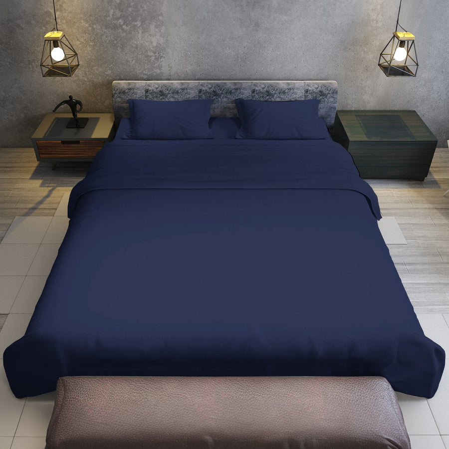 4pc 1000 Thread Count Cotton Rich Queen Bed Sheet Gift Pack CVC Microfibre Blend in Navy