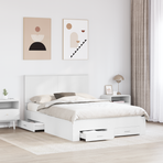 Bed Frame with Drawer White 150 x 200 cm Engineered Wood