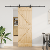 Sliding Door NARVIK Natural and Black 70 x 210 cm (213.5 cm) - Front View