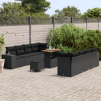 Garden Sofa Set Black Poly Rattan