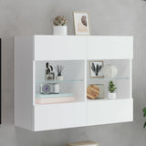 TV Wall Cabinet with LED Lights White 78.5x30x60.5 cm - Front View