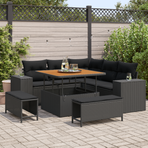 Garden Sofa Set 8 pcs 7-Seater Black Poly Rattan