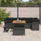 Garden Sofa Set 9 pcs Black Poly rattan and powder-coated steel