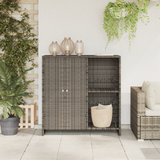 Storage Cabinet with Shelf Grey 100 x 36 x 102 cm Rattan - Side View
