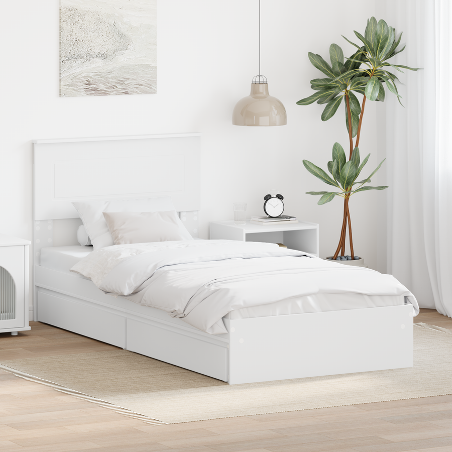 Storage Bed with Drawer White 90 x 190 cm Engineered Wood