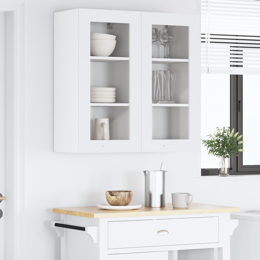 Hanging Cabinet 2 pcs White Engineered Wood