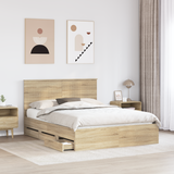 Bed Frame with Drawer Sonoma Oak 150 x 200 cm Engineered Wood - Side View