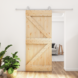 Sliding Door Natural and White 90 x 210 cm Solid Pine Wood