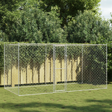 Dog Cage Silver 400 x 200 x 200 cm Galvanised Steel - Front View