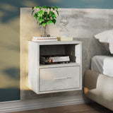 Wall-mounted Bedside Cabinet Concrete Grey - Front View