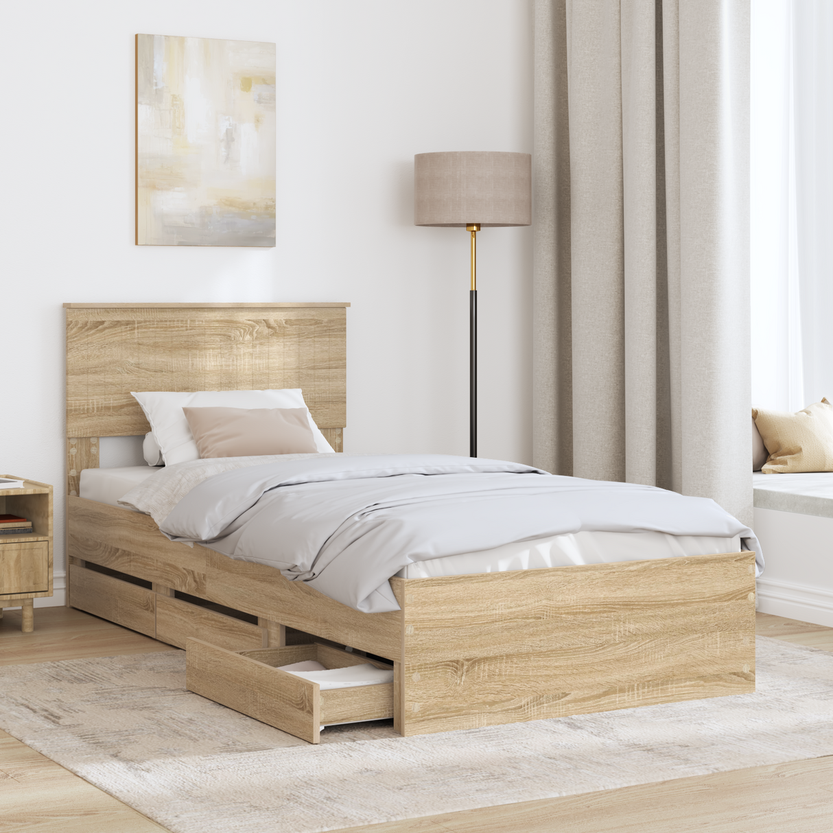 Bed Frame with Drawer Sonoma Oak 90 x 190 cm Engineered Wood