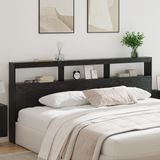Headboard Black Oak 220 x 17 x 102 cm Engineered Wood - Side View