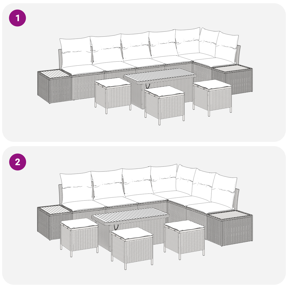 Garden Sofa Set with Cushion 10 pcs Black