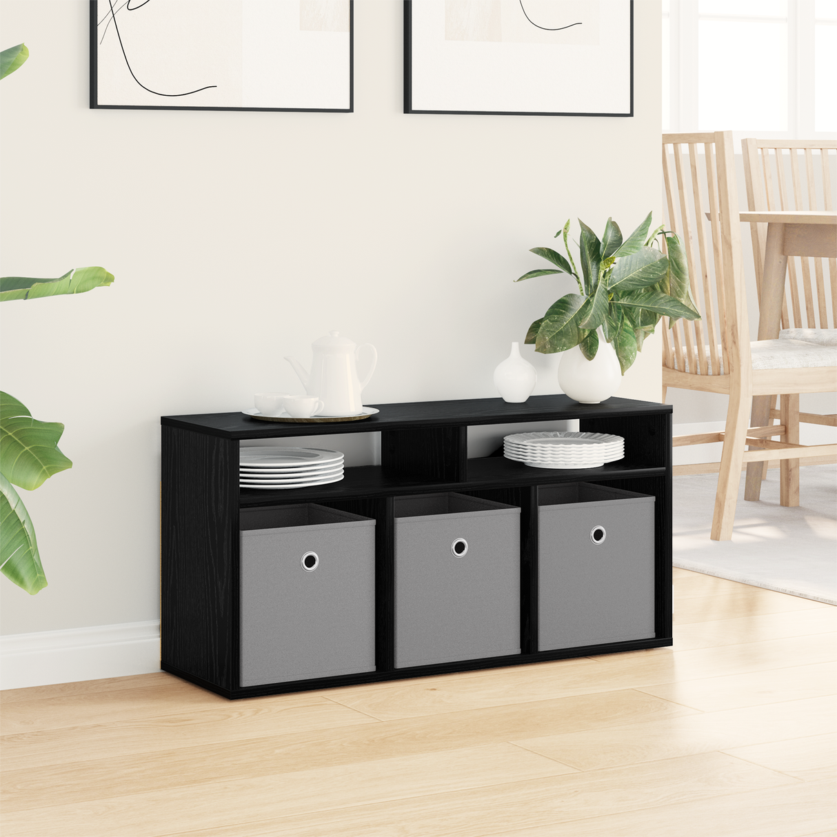 Lowboard with Drawer Black Oak 87 x 27.5 x 43 cm