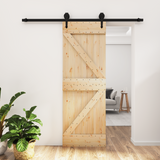 Sliding Door Natural and Black 70 x 210 cm Solid Pine Wood