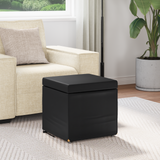 Stool Black 41 x 41 x 40 cm Faux Leather and Engineered Wood - Side View