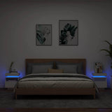 Bedside Cabinets with LED Lights 2 pcs White 40x39x48.5 cm - Front View